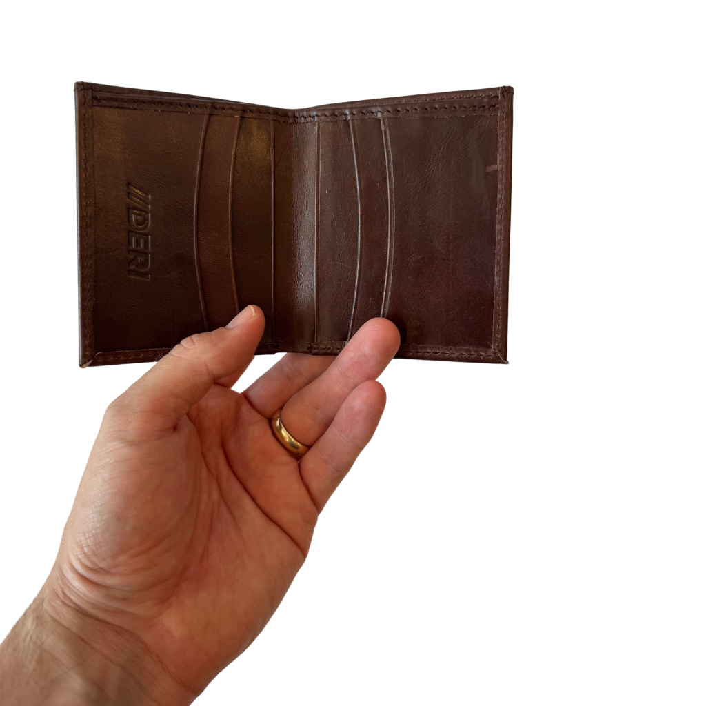 Cartera Bifold de Piel Genuina – Negro / Café
