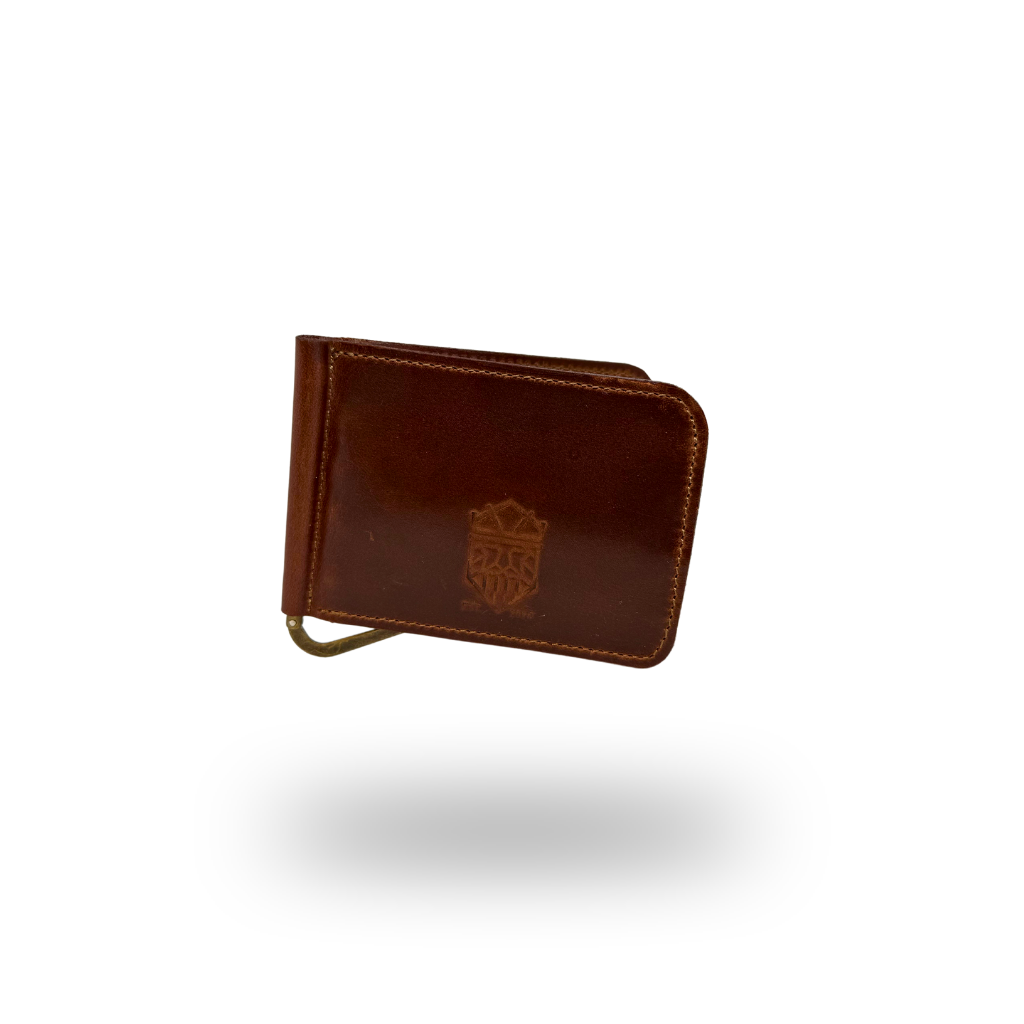 Cartera con clip de Piel Genuina – Negro / Café