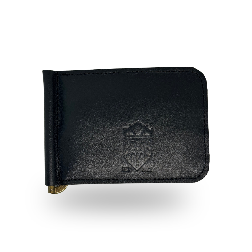 Cartera con clip de Piel Genuina – Negro / Café