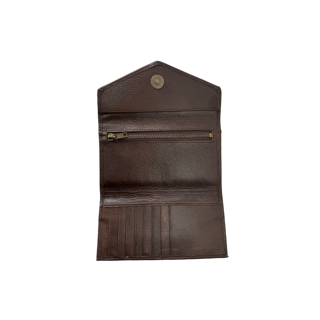 Cartera Mujer Piel Genuina - Rojo / Caoba