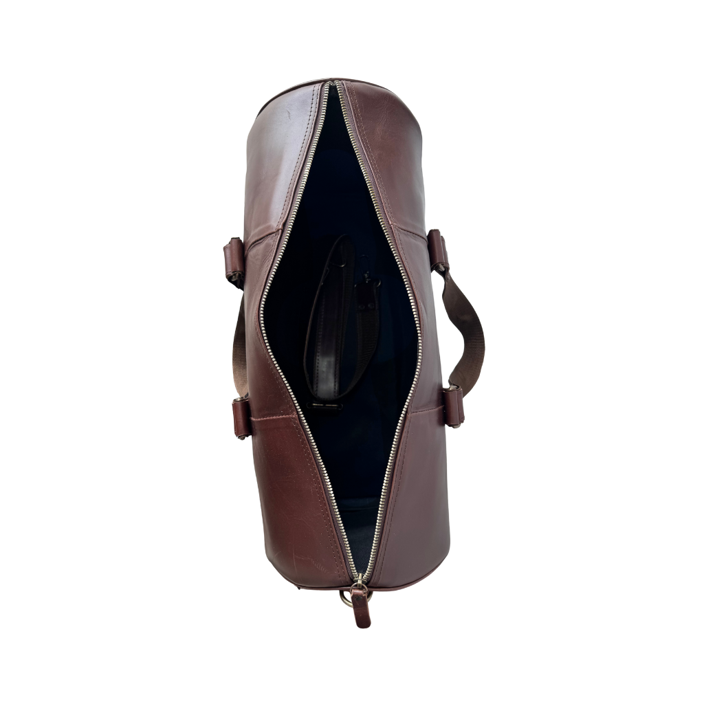 Maleta Duffle de Piel Genuina – Negro / Café