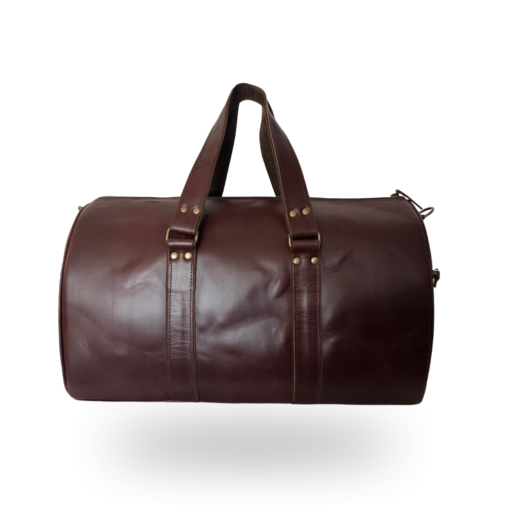 Maleta Duffle de Piel Genuina – Negro / Café