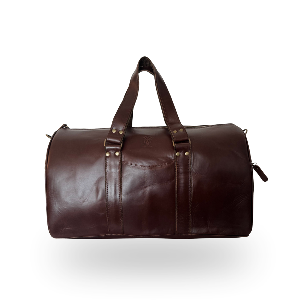 Maleta Duffle de Piel Genuina – Negro / Café