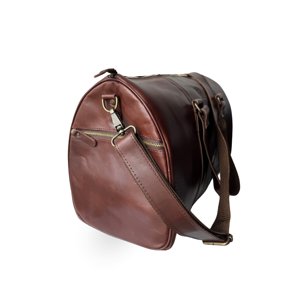 Maleta Duffle de Piel Genuina – Negro / Café