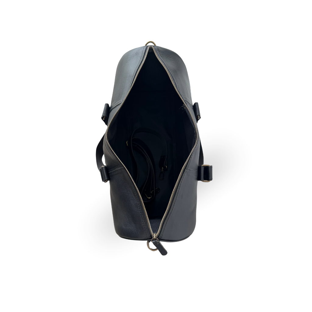 Maleta Duffle de Piel Genuina – Negro / Café