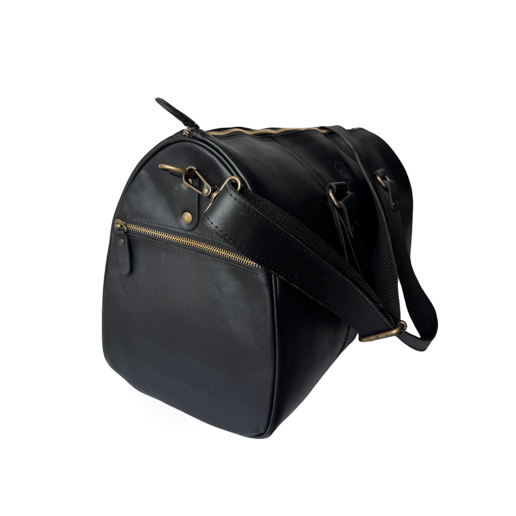 Maleta Duffle de Piel Genuina – Negro / Café
