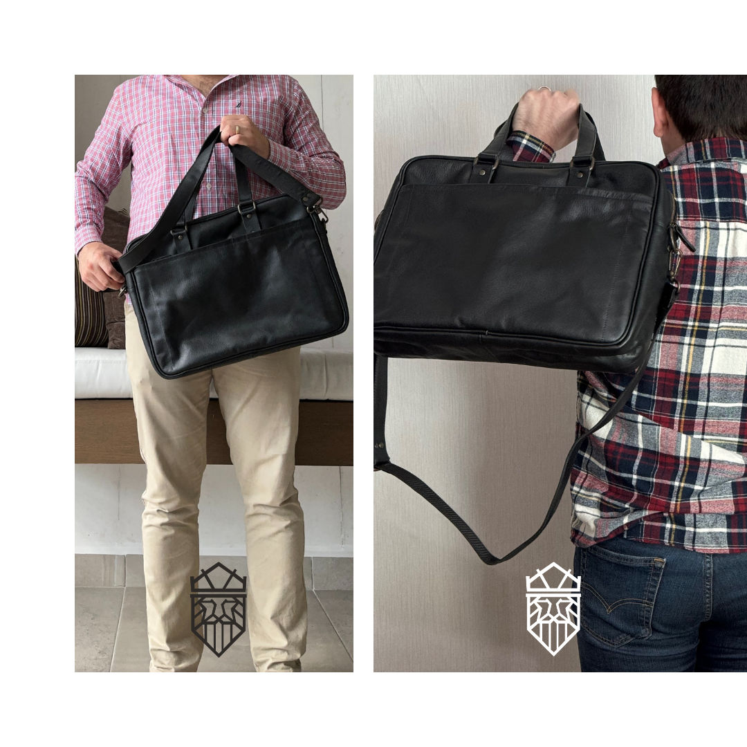 Maletín de Piel Genuina – Negro / Café