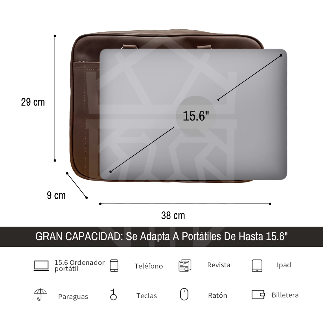 Maletín de Piel Genuina – Negro / Café