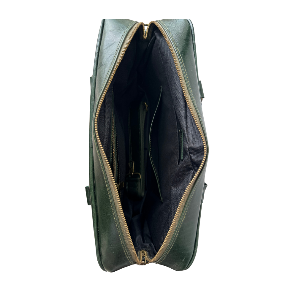 Maletín de Piel Genuina – Edición Exclusiva Verde Esmeralda & Azul Marino