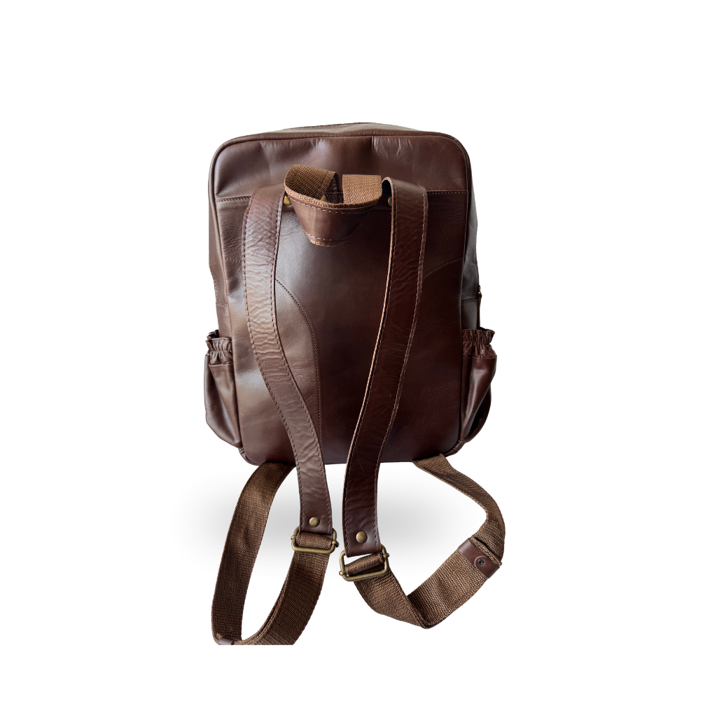 Mochila de Piel Genuina – Negro / Café