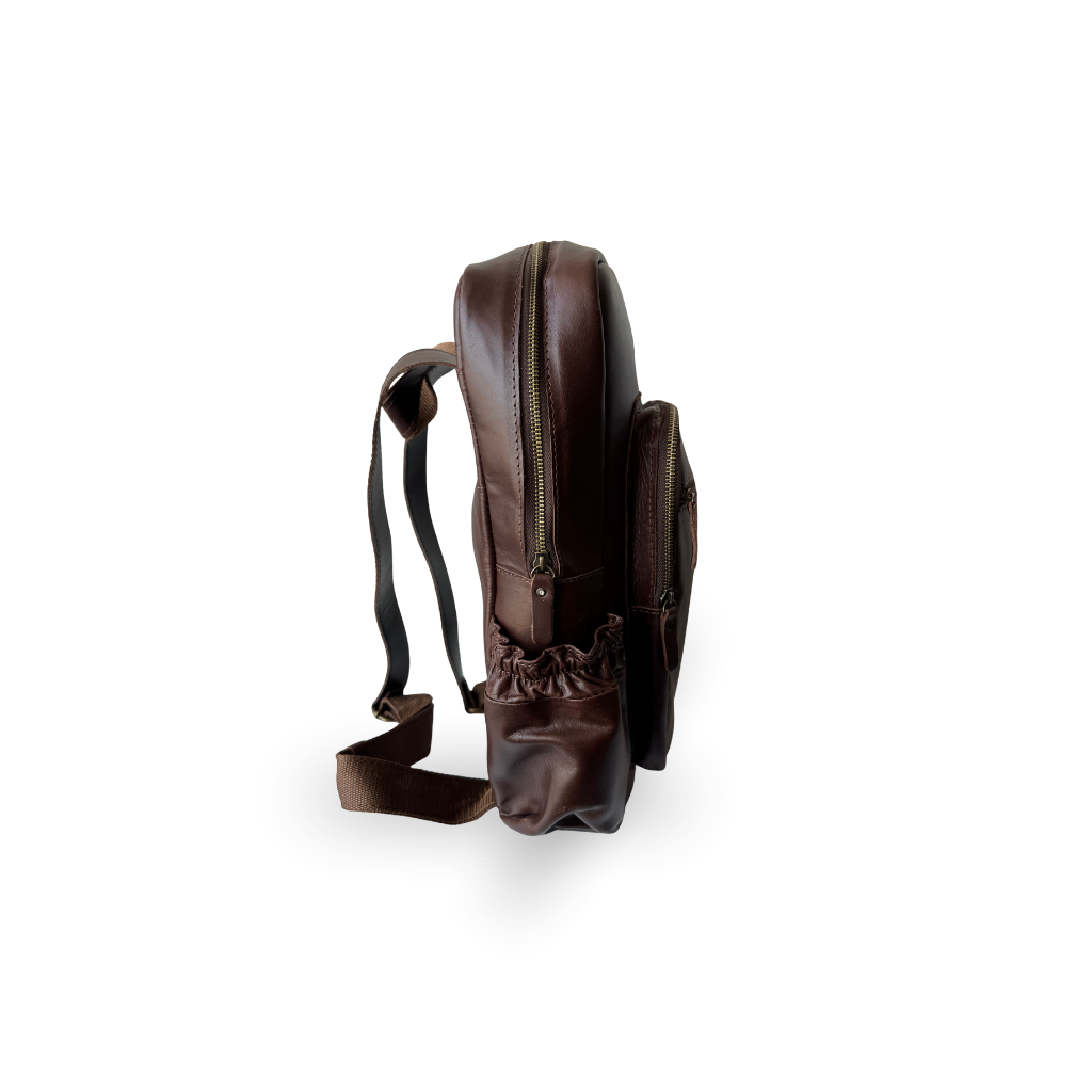 Mochila de Piel Genuina – Negro / Café