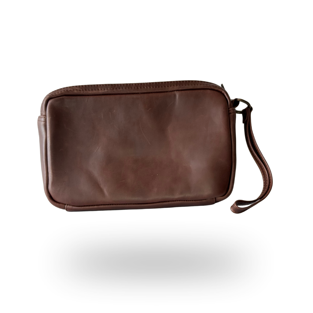 Neceser Slim de Piel Genuina – Negro / Café