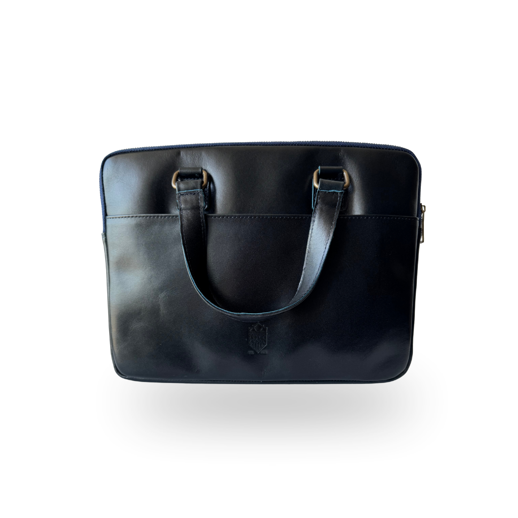 Porta Laptop de Piel Genuina – Edición Exclusiva Verde Esmeralda & Azul Marino