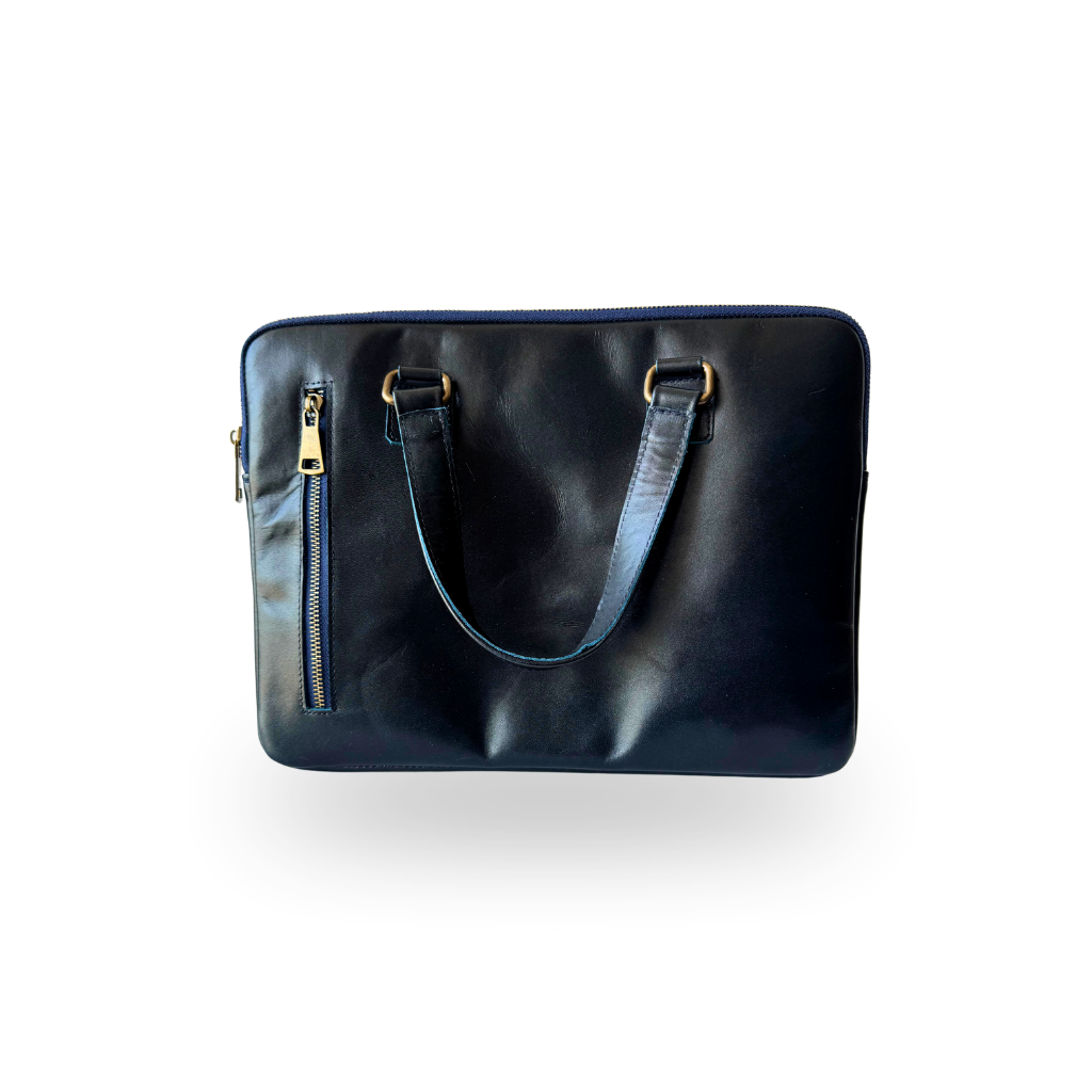 Porta Laptop de Piel Genuina – Edición Exclusiva Verde Esmeralda & Azul Marino