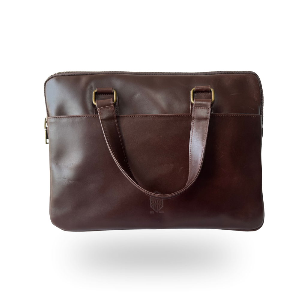 Porta Laptop de Piel Genuina – Negro / Café