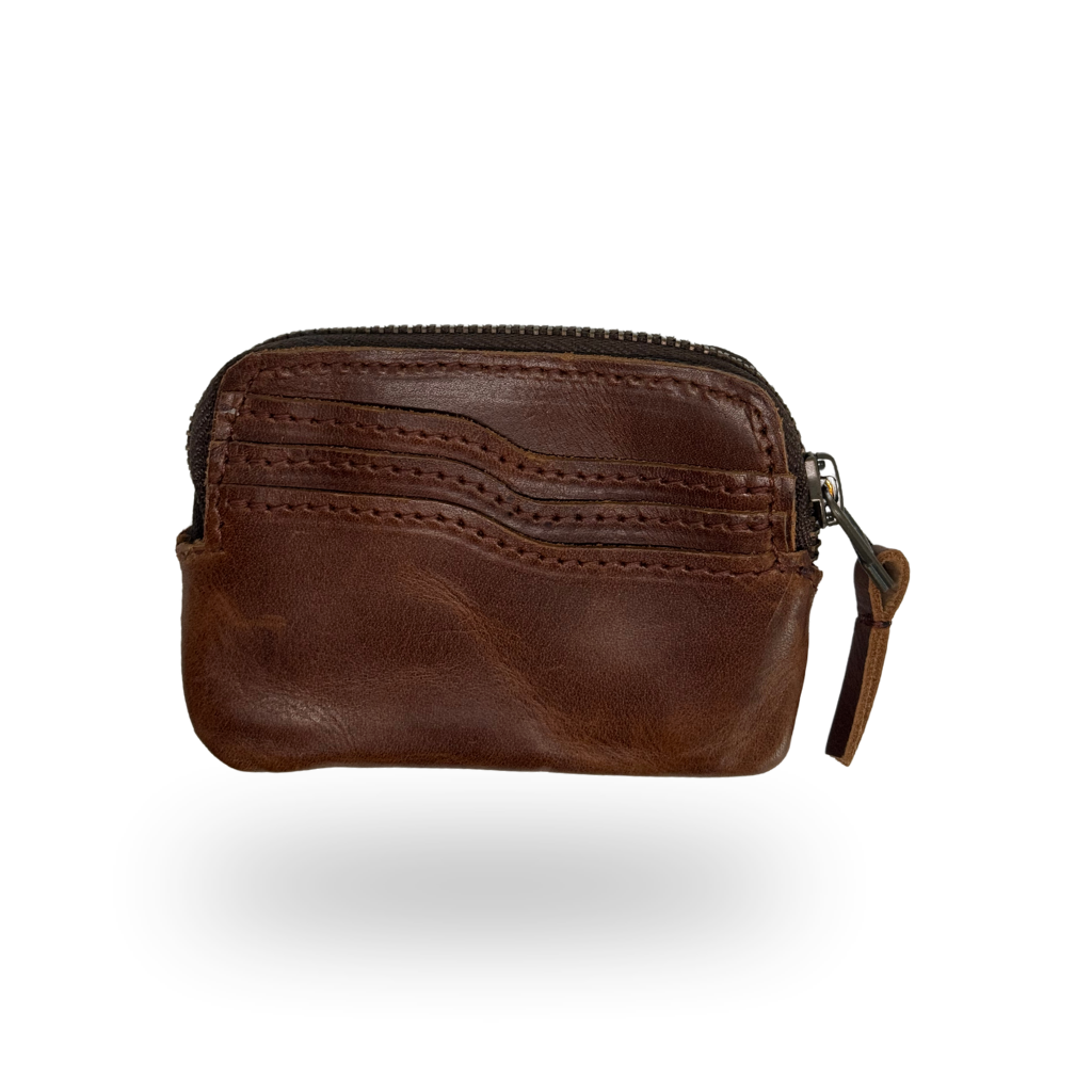 Tarjetero Monedero de Piel Genuina – Negro / Café