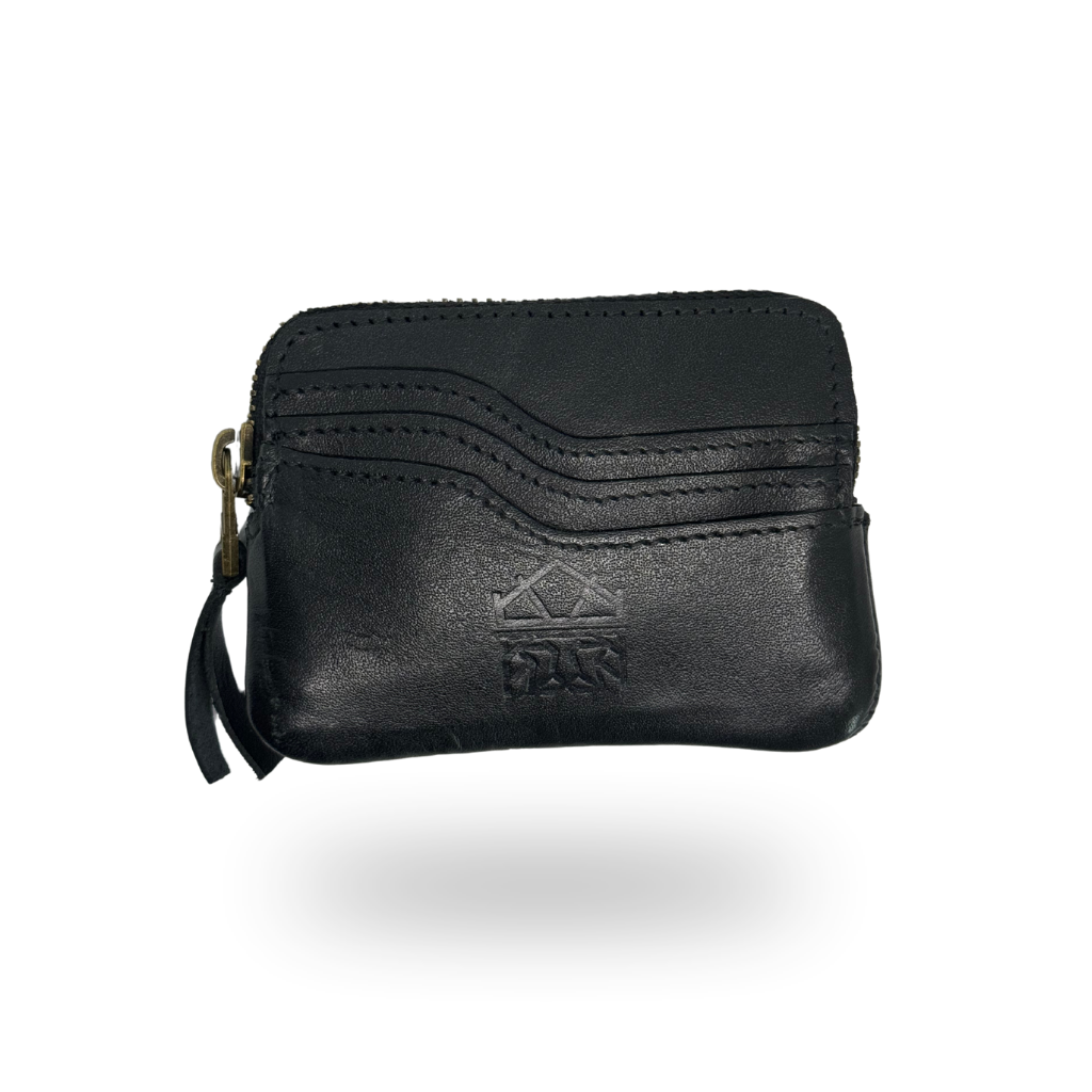 Tarjetero Monedero de Piel Genuina – Negro / Café