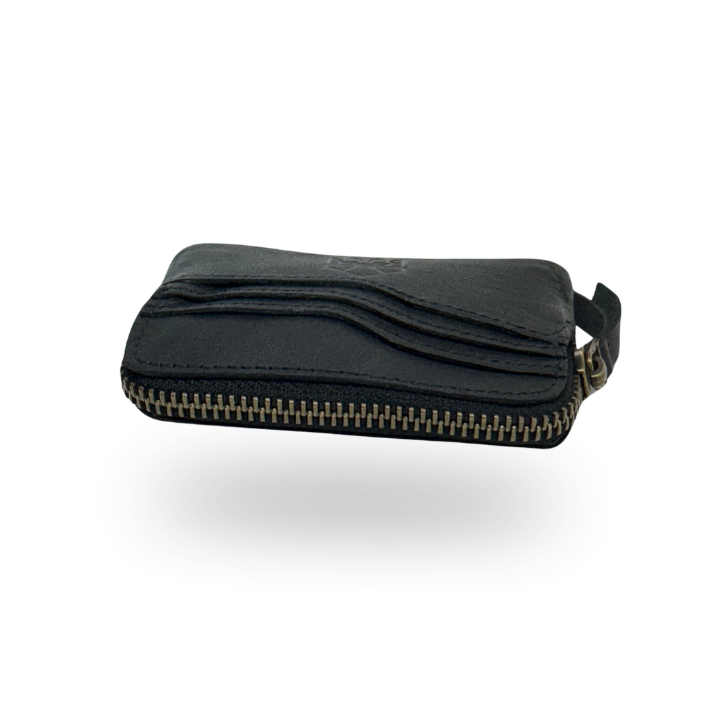 Tarjetero Monedero de Piel Genuina – Negro / Café