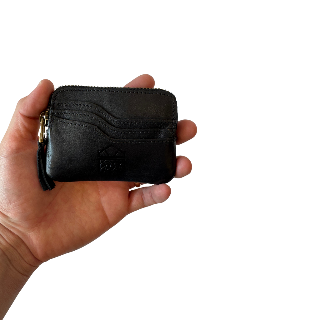 Tarjetero Monedero de Piel Genuina – Negro / Café