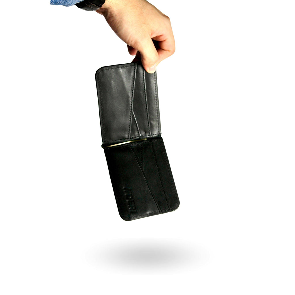 Cartera con Clip de Piel Genuina