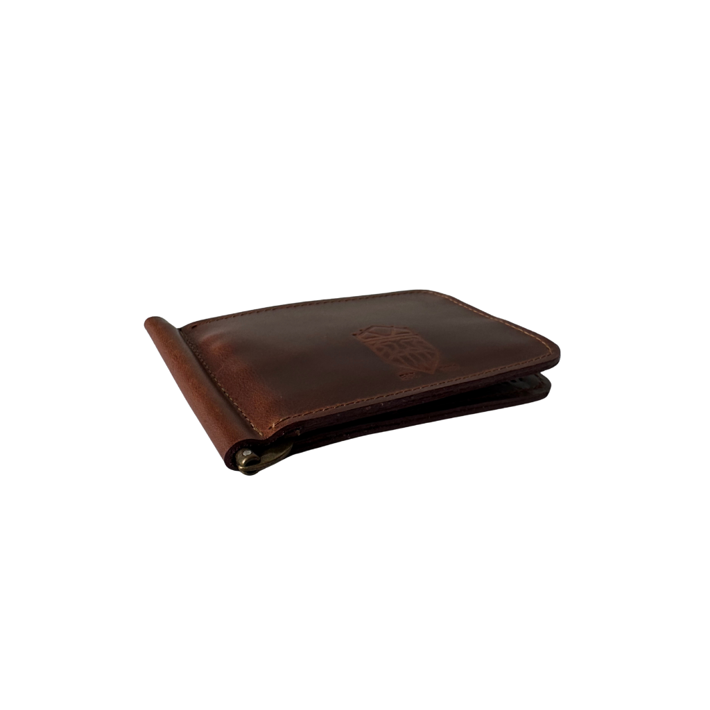 Cartera con clip de Piel Genuina – Miel