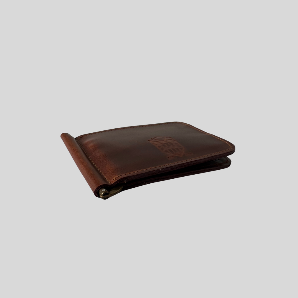 Genuine Leather Money Clip Wallet – Black/Brown