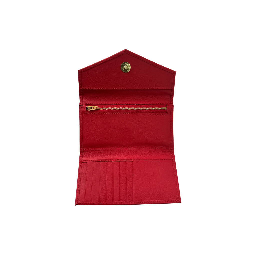 Cartera Mujer Piel Genuina - Rojo / Caoba