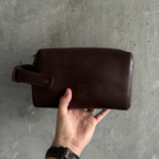 Genuine Leather Toiletry Bag – Black / Brown