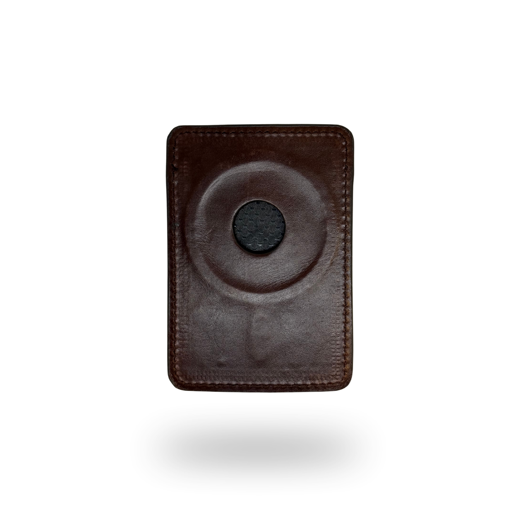 Magsafe Porta Tarjetas Magnético de Piel Genuina - Negro / Café