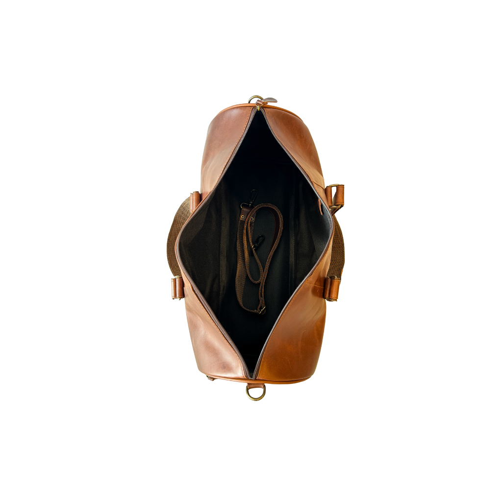Maleta Duffle de Piel Genuina – Negro / Café
