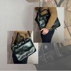 Genuine Leather Briefcase – Exclusive Edition Emerald Green &amp; Navy Blue