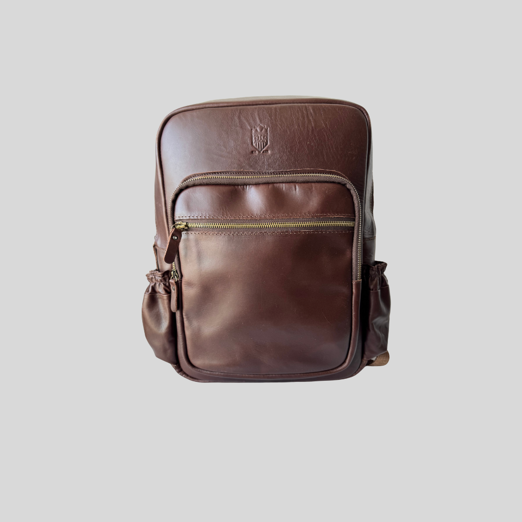 Mochila de Piel Genuina – Negro / Café