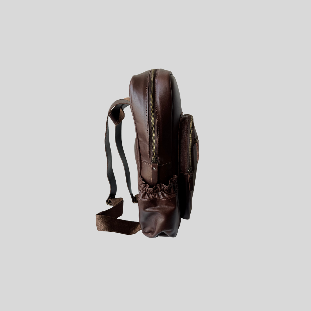 Mochila de Piel Genuina – Negro / Café