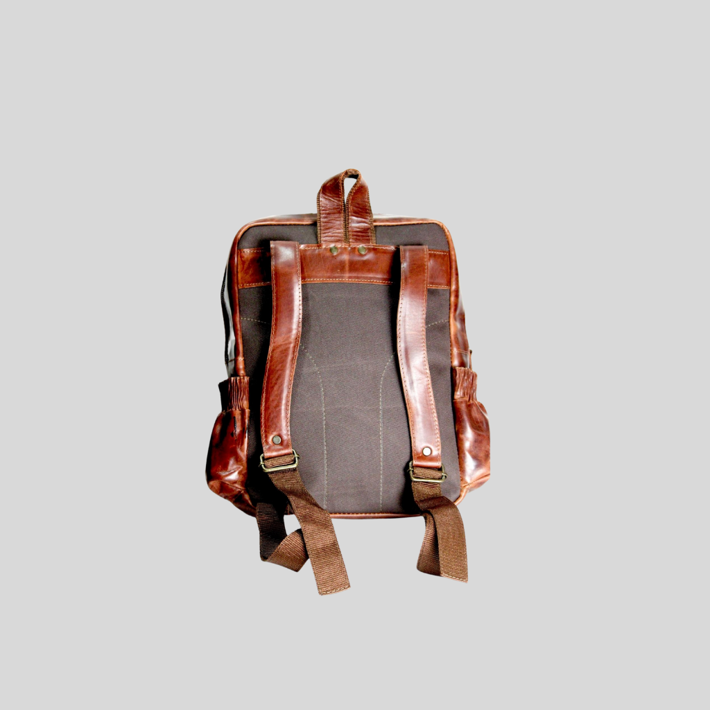 Genuine Leather Backpack – Black / Brown
