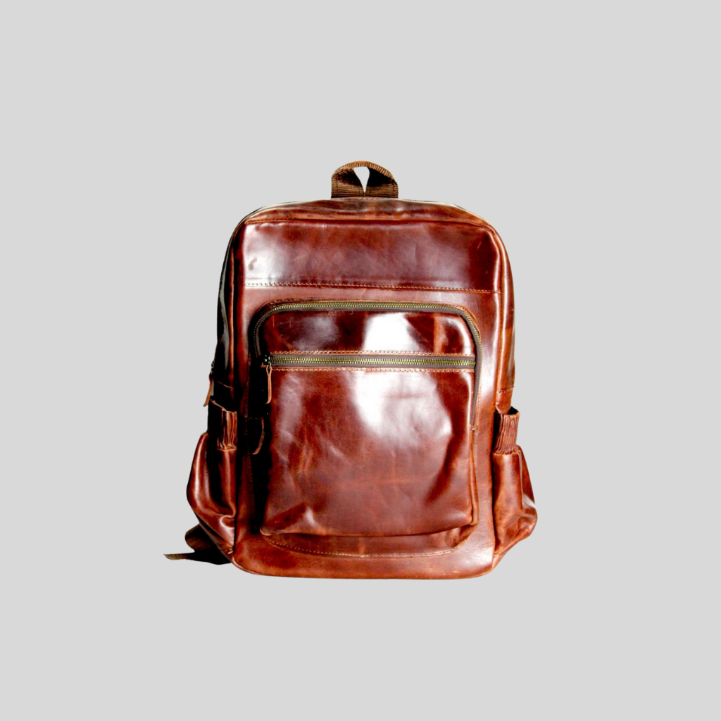 Genuine Leather Backpack – Black / Brown