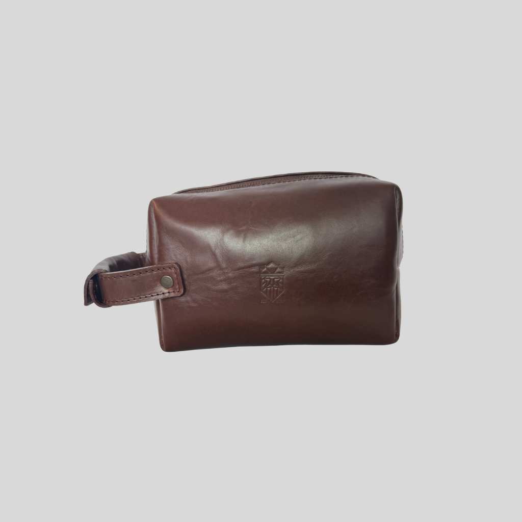Genuine Leather Toiletry Bag – Black / Brown