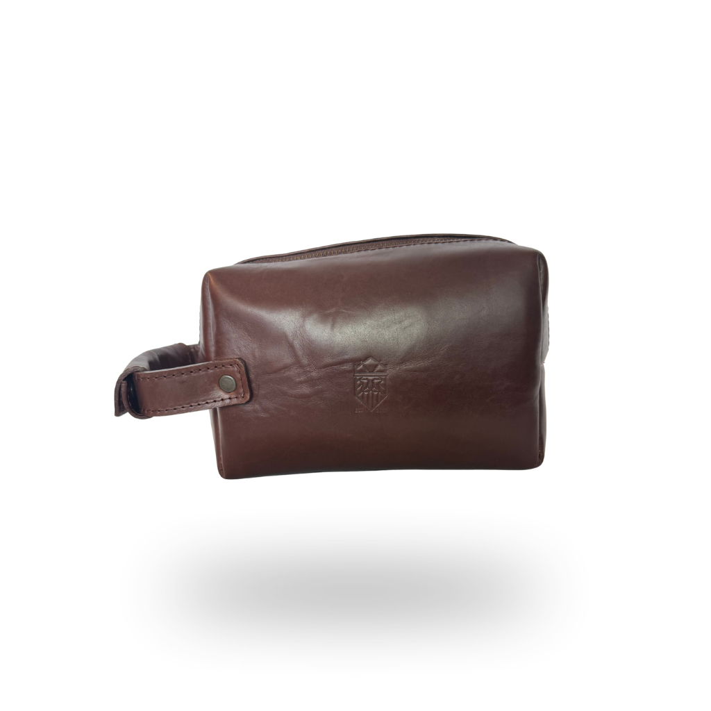 Genuine Leather Toiletry Bag – Black / Brown