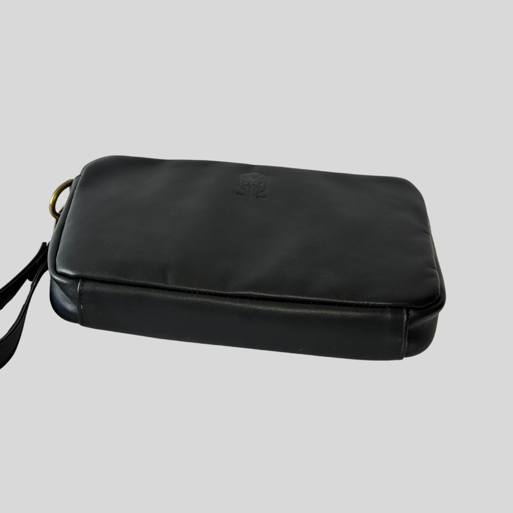 Slim Genuine Leather Toiletry Bag – Black / Brown