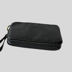 Slim Genuine Leather Toiletry Bag – Black / Brown