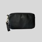 Slim Genuine Leather Toiletry Bag – Black / Brown