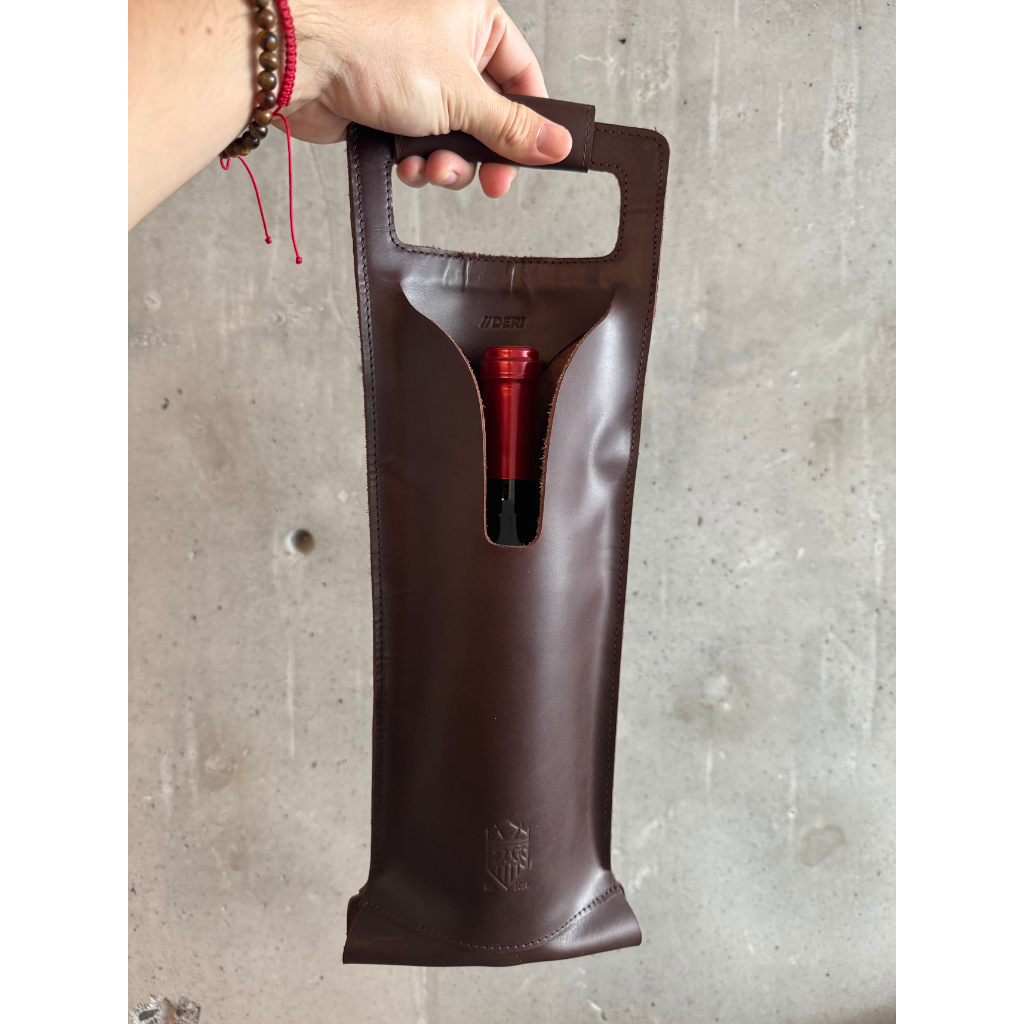 Porta Botella de Piel Genuina