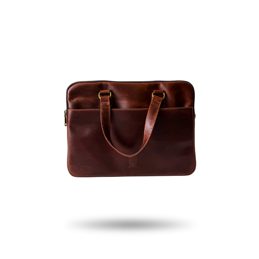 Porta Laptop de Piel Genuina – Negro / Café / Miel