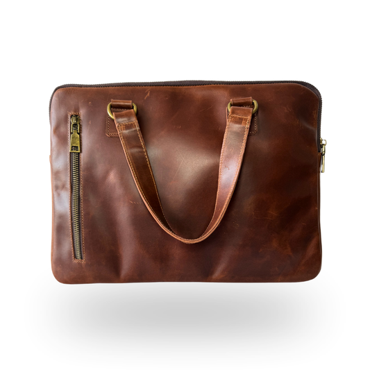 Porta Laptop de Piel Genuina – Negro / Café / Miel
