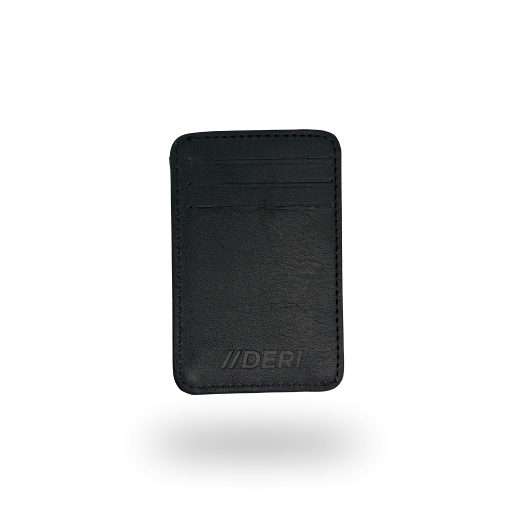 Tarjetero Slim de Piel Genuina – Negro / Miel